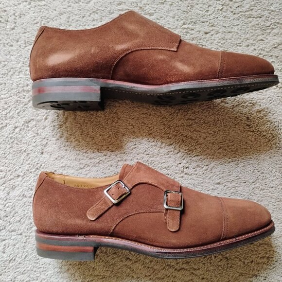 Meermin Men's Brown Rapello Suede Double Monk Strap Shoes Size 8.5 - Picture 8 of 10